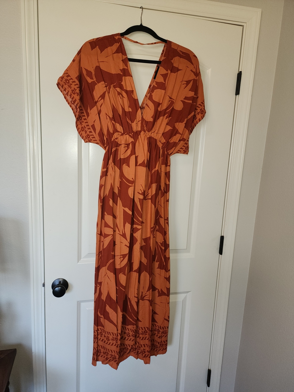 Vici Two-Tone Rust Floral Maxi Dress